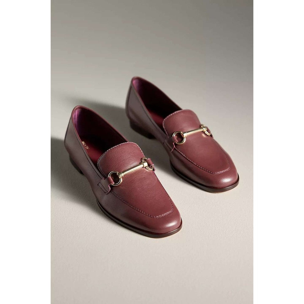 Maeve Horsebit Leather Loafers Wine Red Flats Size 10 NEW Academia Anthropologie